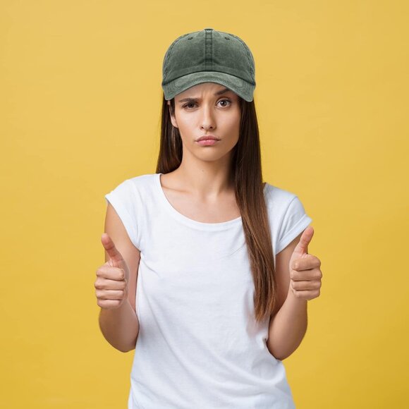 Men's Gray Red Green 3 Pack Plain Cotton Retro Adjustable Baseball Hat Cap - Picture 4 of 7